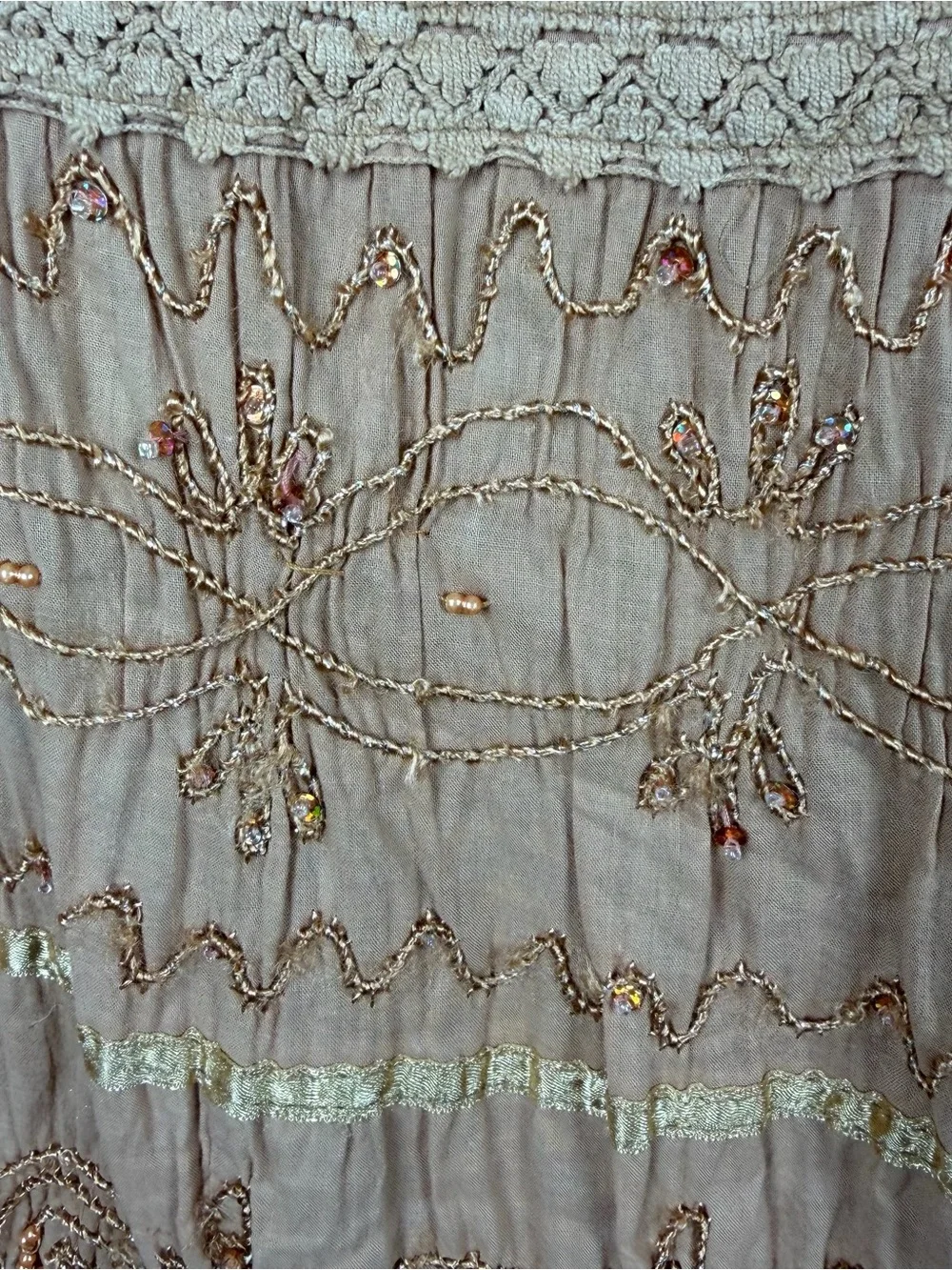 Vintage JMB Orange Tiered Maxi Skirt Embroidered Beaded Boho Forest Fairycore 1X
